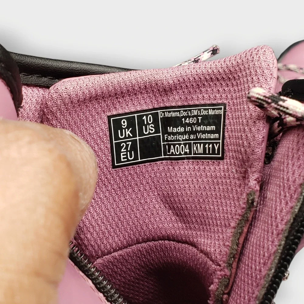 Dr Martens Junior 1460 Toddler Girls Sz 10 Lace Up Combat Boots Pink Black - Picture 8 of 11